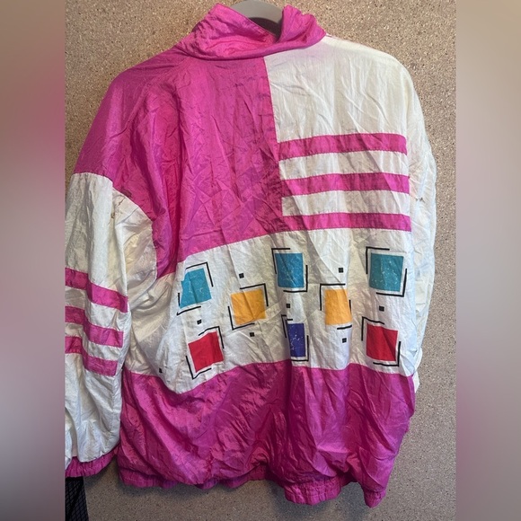 Adolfo Sport Vintage Pink and White Windbreaker Size Large - Picture 9 of 9